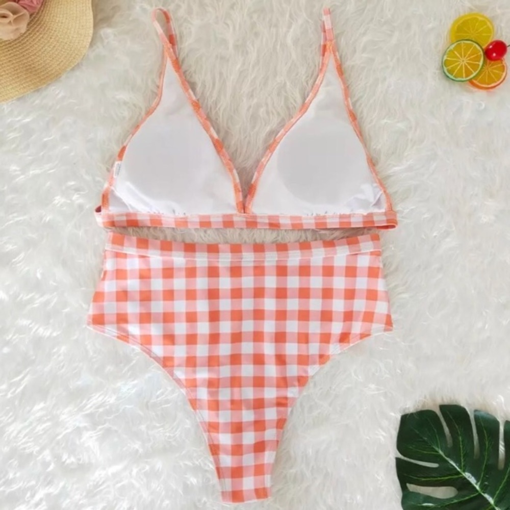 SOLD OUT CLEARANCE Gingham Checkered Retro High Waist Bikini Swimsuit - Picture 4 of 4